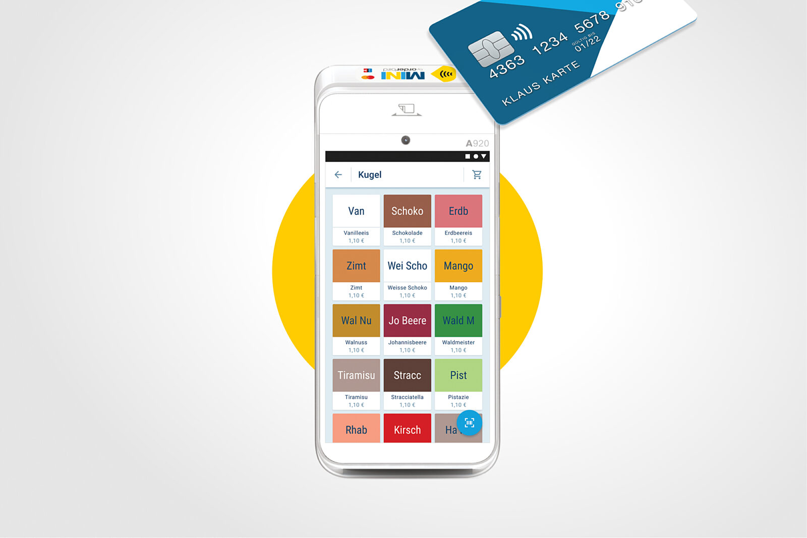 Orderbird grph MINI card yellow circle