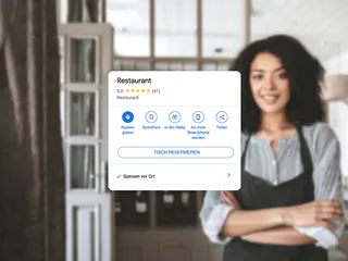Ansicht Tischreservierung für Restaurant, Gastronom im Hintergrund
