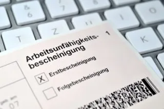 Ein Ausdruck einer Arbeitsunfähigkeitsbescheinigung
