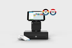 POS system for the catering trade with card reader and cash drawer and seals for KassenSichV and RKSV
