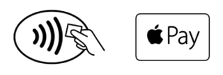 Das Apple Pay Logo zusammen mit dem NFC-Logo